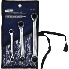 4in1 GEARplus Dubbele ratelringsleutelset, omschakelbaar, 3-dlg