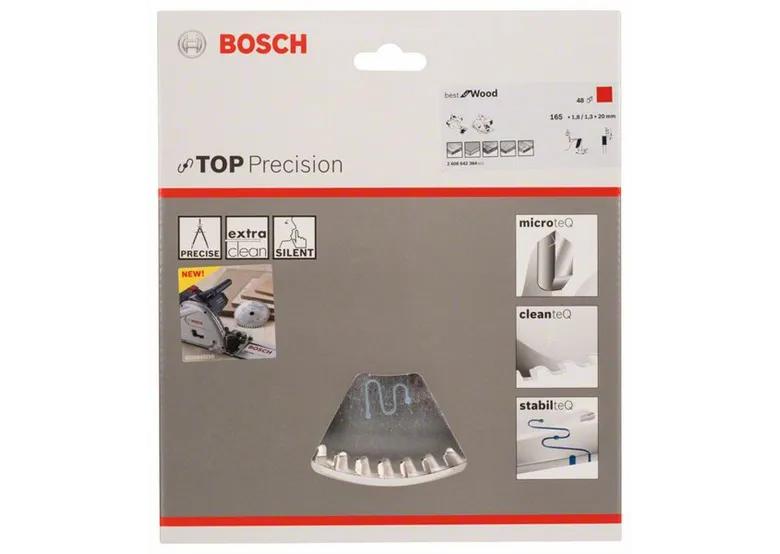 Cirkelzaagblad Top Precision Best for Wood 165x20mm T48 Bosch 2608642384