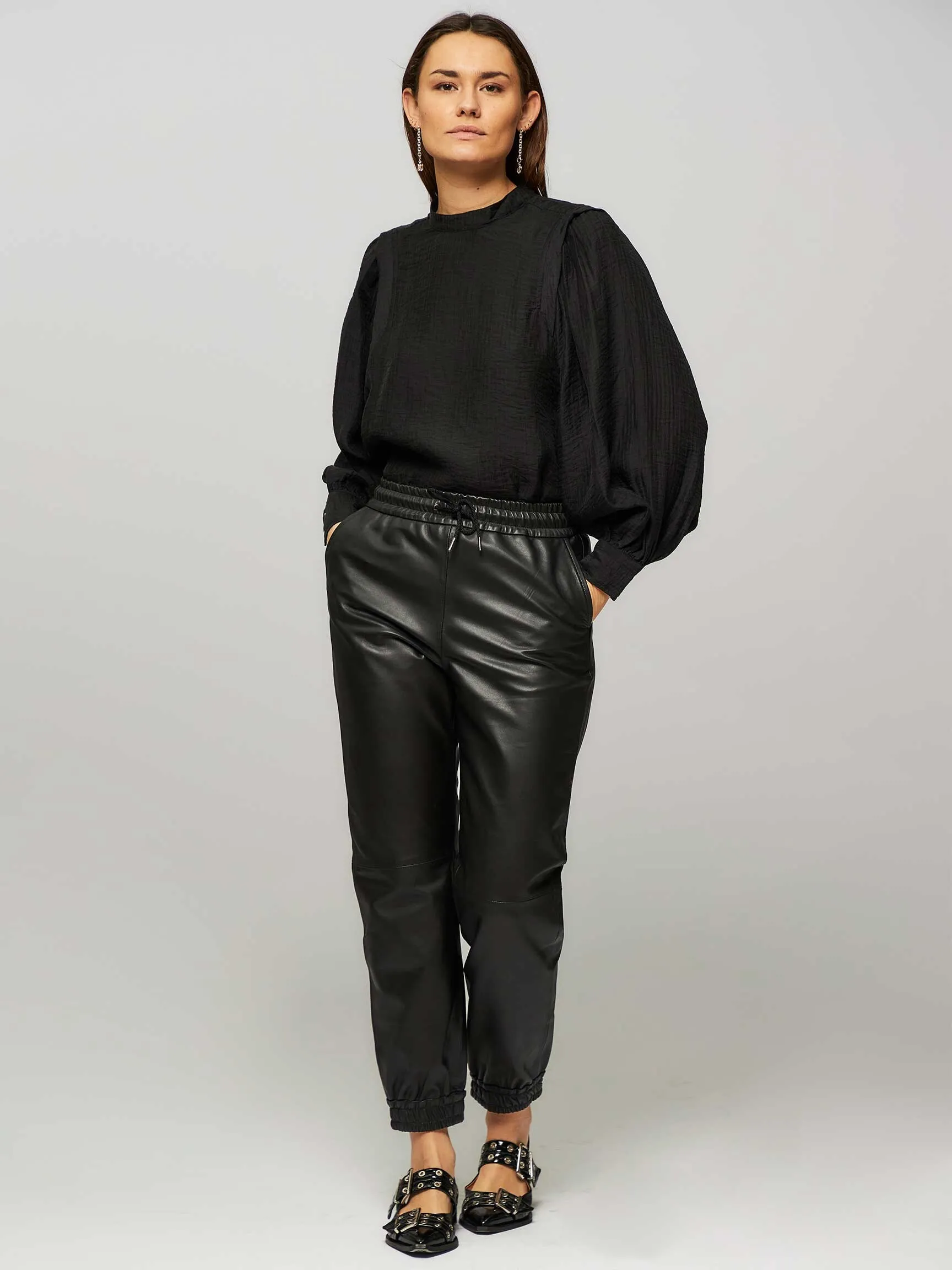 Co'Couture Shiloh, lederen relaxed fit broek