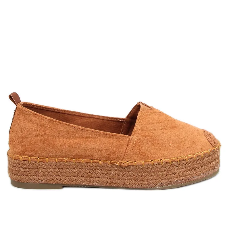 Espadrilles met een dikke Poulain Camel zool bruin