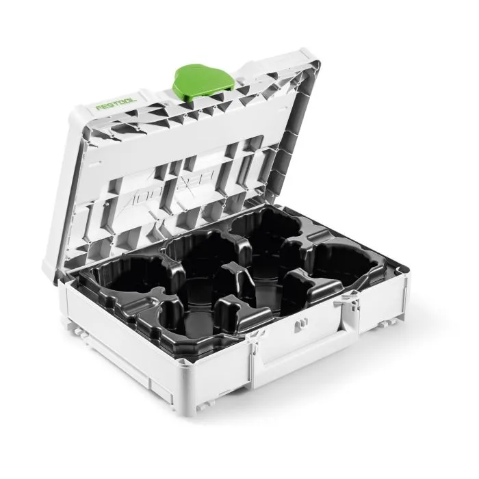 FESTOOL TLOC SYSTAINER 1 + INLAY VOOR SCHUURMATERIAAL Ø 77 MM, Ø 90 MM EN V93  SYSSTFD77/D90/93V