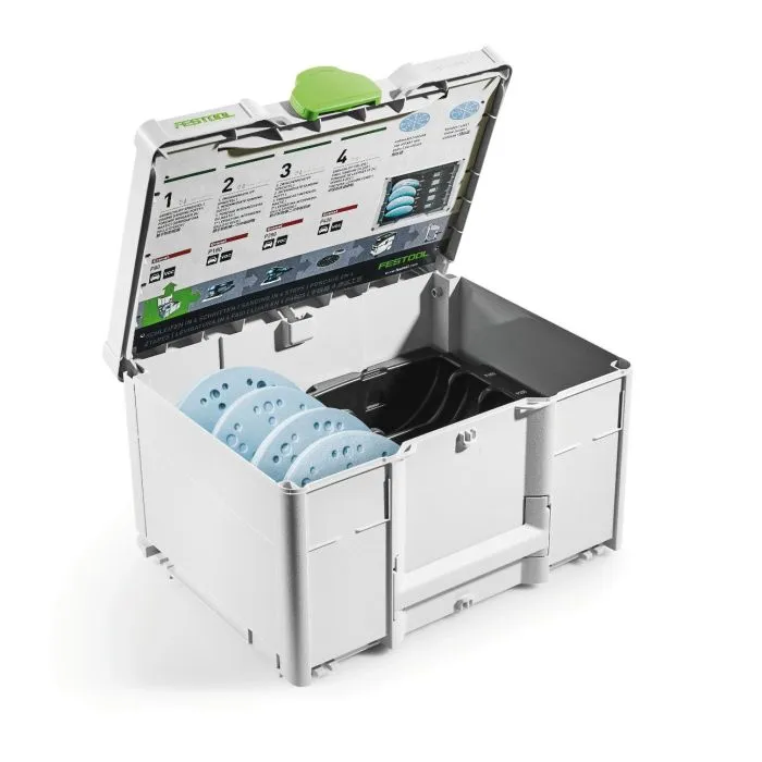 FESTOOL TLOC SYSTAINER 3 + INLAY VOOR SCHUURSCHIJVEN 150 MM  4 STAPPEN  SYSSTF D 150 4S