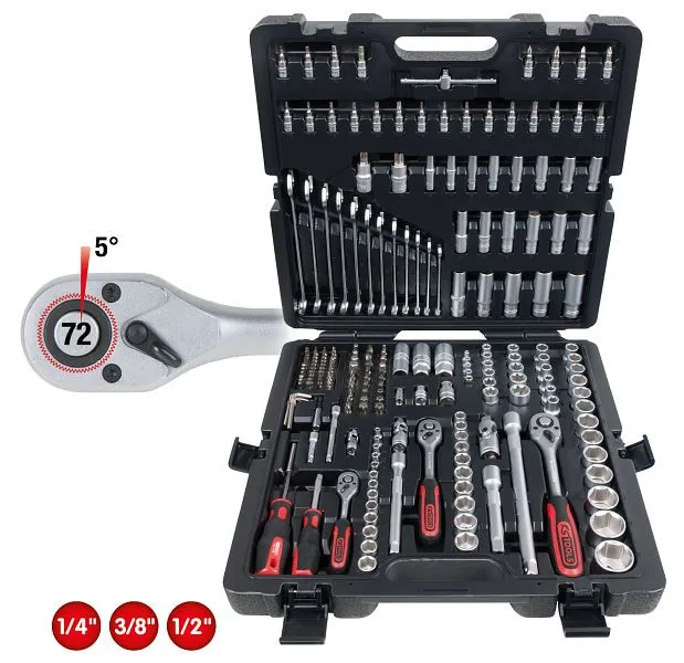 KS TOOLS 1/4"+3/8"+1/2" DOPSLEUTELSET, 216DELIG, 917.0216