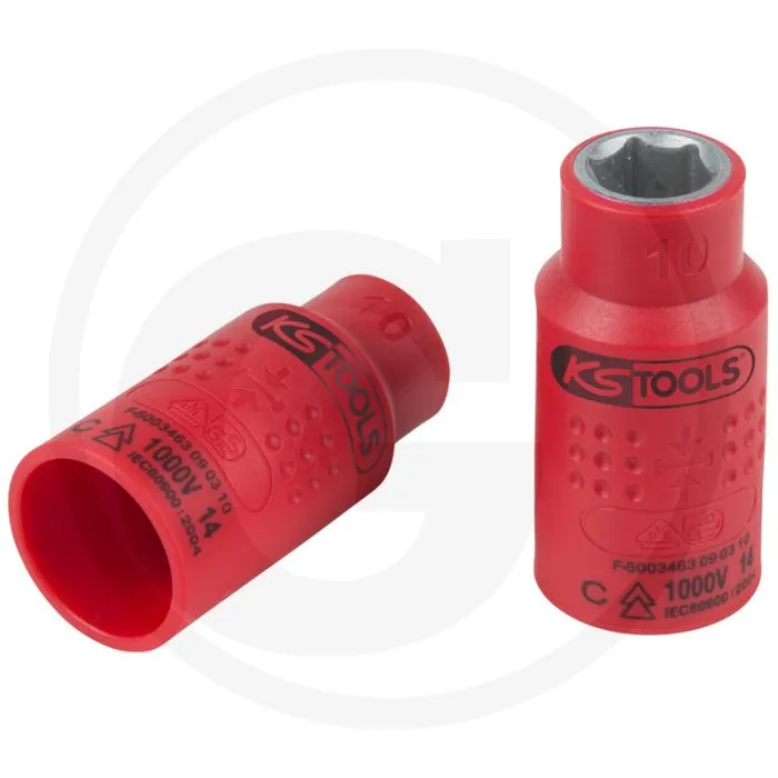 KS TOOLS 3/8" ISOLIERTE STECKNUSS, 10MM  VDEGECERTIFICEERD MET 1000V