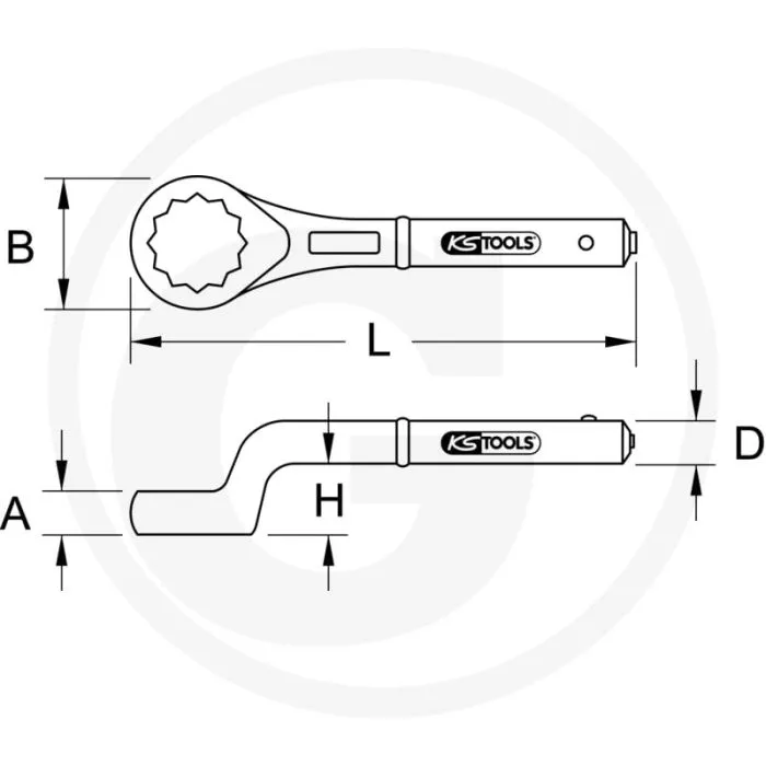 KS TOOLS CLASSIC TREKRINGSLEUTEL, TWEEZIJDIG GEBOGEN, 2.1/4"  ZWARE UITVOERING MET FLANKTRACTIONPROFIL