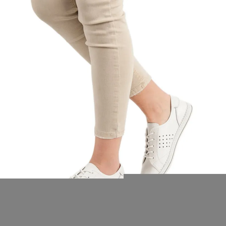 Kylie Leren schoenen met veters wit
