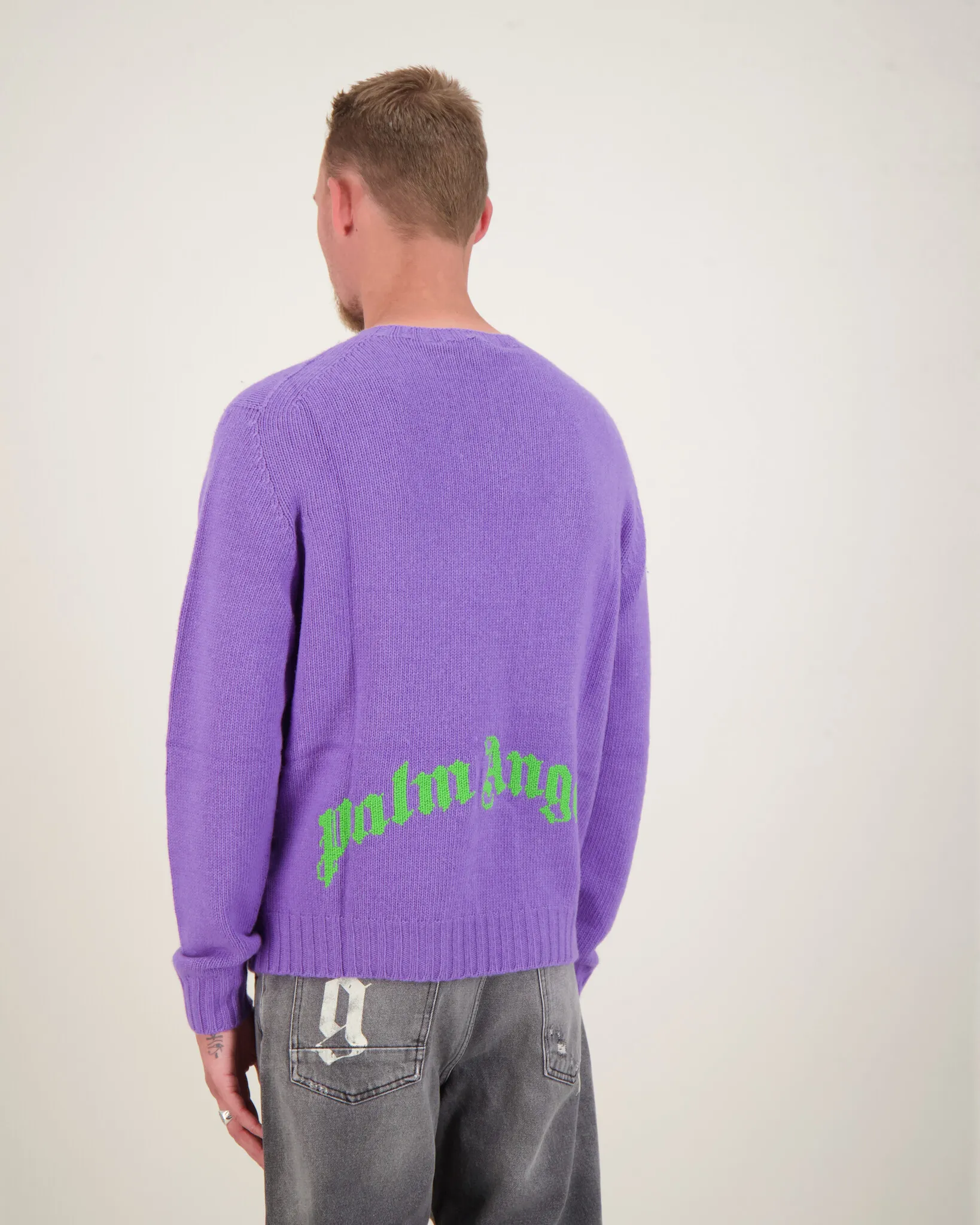 Palm Angels Curved Logo Sweater Paars