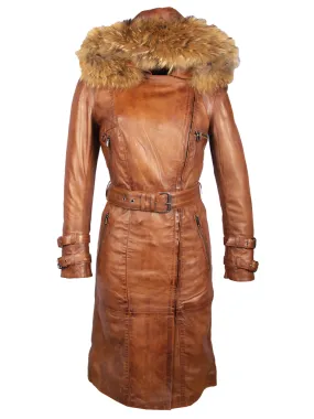 Parka leren dames jas cognac – Lc5